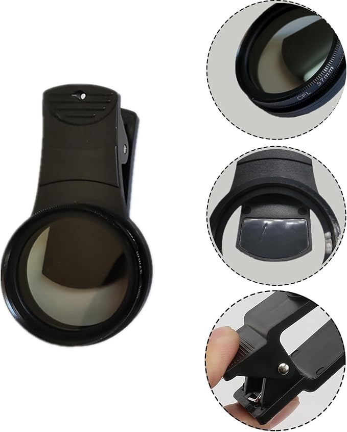 37mm CPL Phone Camera Lens, Clip-On Cellphone Lens CPL Filter Polarizer, Universal Cell Phone Camera Lens Compatible with Most Mobilephone Models(Black) - Image 3