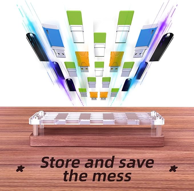 20 Slots Wooden Memory USB Flash Disk Card Case, TF Card Box and Micro SD Drive Card Holder Desk, U-Shield Memory Storage Racks - Image 5
