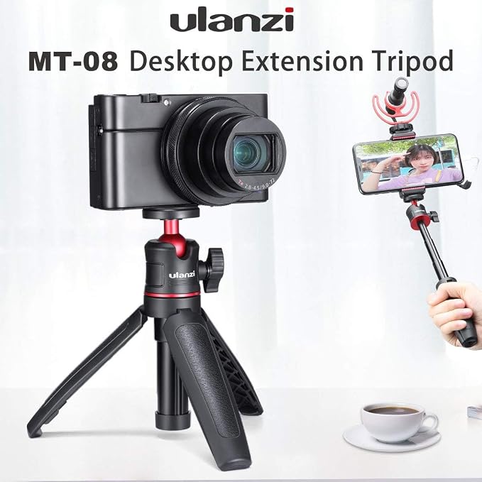 MT-08 Black Mini Tripod for Camera, 1/4" Screw Universal Tripod | Compatible with DJI OSMO 360/Pocket 3/Pocket 4/4Pro/Luna/Insta 360/Xtra/Sony, Extendable Handheld Vlogging Video Table Stand - Image 4