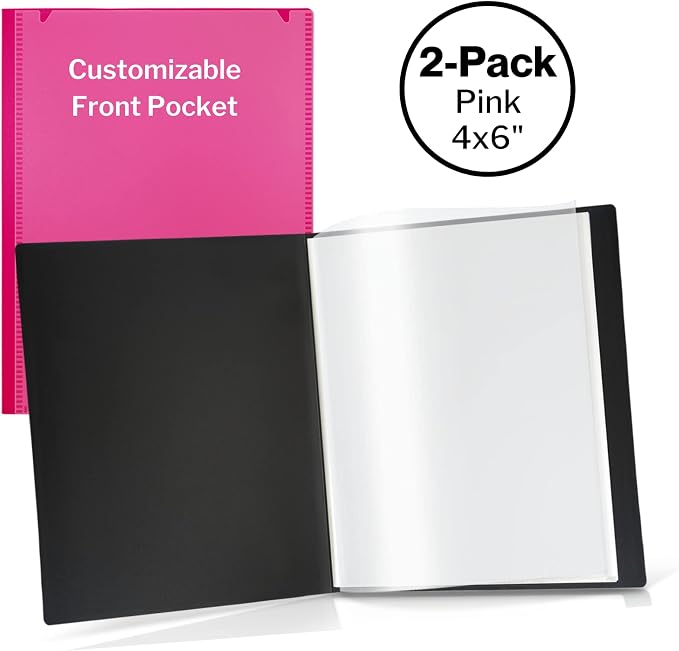 Cranbury 2-Pack Mini Photo Albums 4x6, 48 Photos, Clear Sleeves, Pink | 24 Pockets Each, Customizable Covers, Compact Storage for 4x6 Photos & Keepsakes - Image 6