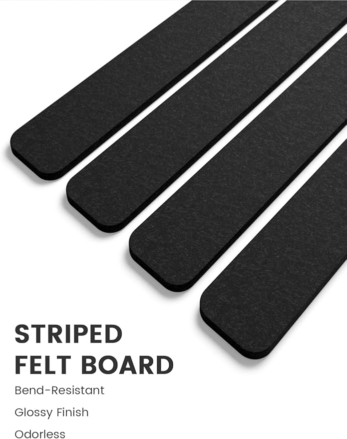 Fluxynara 13" x 2" Felt Wall Panels, Black | 8-Pack Includes 50 Push Pins and Adhesive Tabs for Photos, Notes and Decor in Bedroom Doors, Home Office or Studios - Image 3