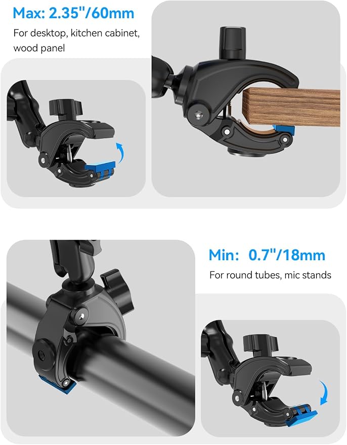 OHLPRO Magnetic Tablet Holder for Mic Stand,360° Adjustable Microphone Music Stand Phone Holder Mount,Tablet Mount Clamp for Peloton Bike,Treadmill, Stroller, Cabinet, Fits MagSafe, All Tablets,Phones - Image 7