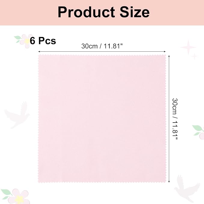uxcell 6 Pcs Microfiber Cleaning Cloth for Glasses, 11.8 x 11.8 Inch Eyeglass Cleaning Cloth, Glasses Cleaner Wipes for Electronics Lenses Screens Cameras Cell Phones, Pink - Image 2