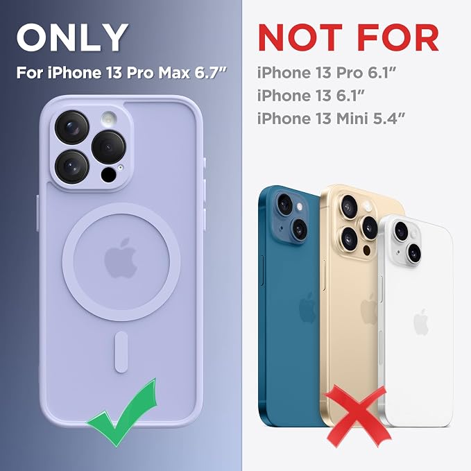 CAPRARO for iPhone 13 Pro Max Case, Compatible with MagSafe Lilac | Upgraded [Full Camera Protection] Shockproof Protective Slim Translucent Matte Magnetic Phone Case 6.7'', Lilac - Image 2