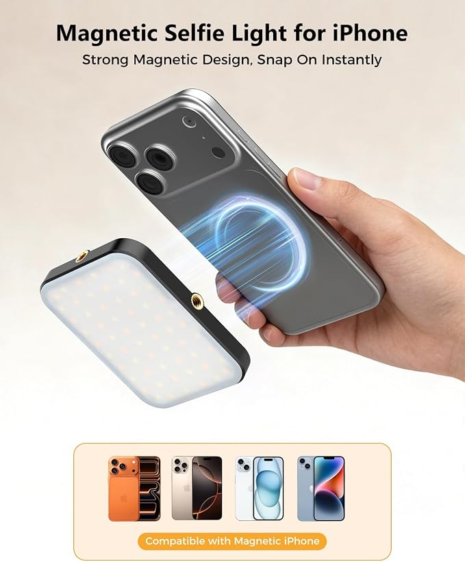 Magnetic Selfie Light for iPhone, Selfies Video Lighting, 6 Lighting Modes, 12 Brightness Levels, Clip, Magnetic or Camera Mount, Ideal for TikTok, Zoom, Makeup, Live Streaming - Image 4