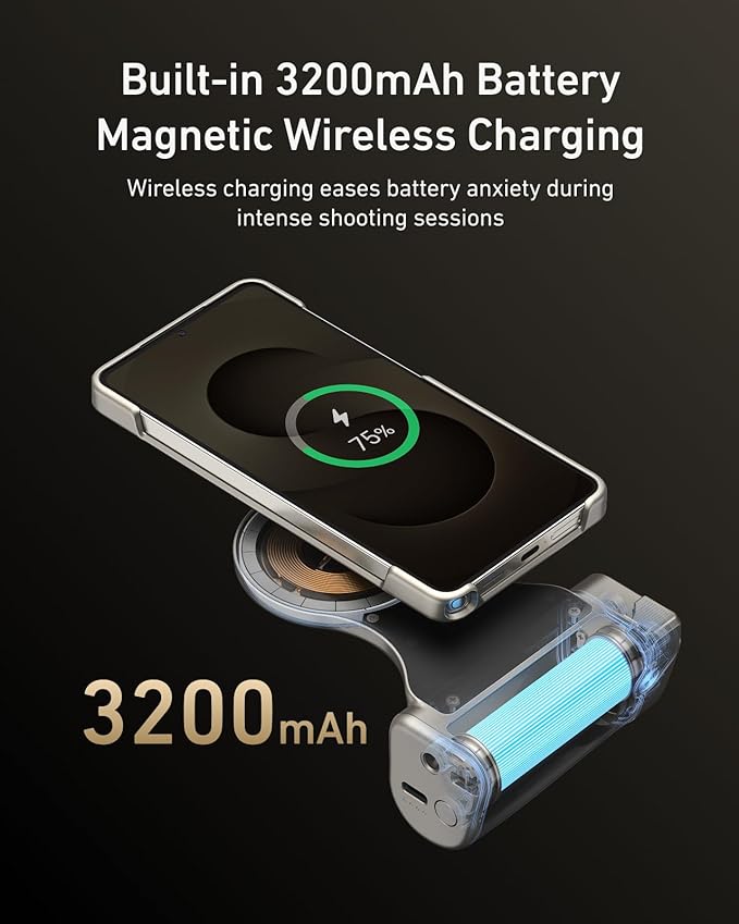 TELESIN Phone Camera Master Grip Kit for Samsung Galaxy S26 Ultra | with 10X Flash 2in1/ND16 Filter/Phone Case,Magnetic Wireless Charging for S26 Ultra, AI Filters DSLR Style Grip Handle Holder - Image 4