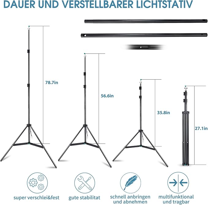 Photo Video Studio 10x7Ft (WxH) Adjustable Background Stand Backdrop Support System Kit with Carry Bag - Image 4