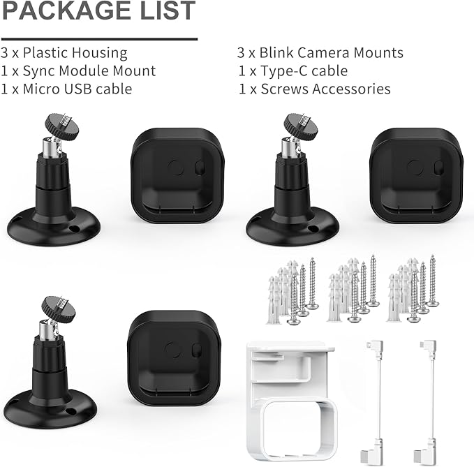 All-New Blink Outdoor Camera Cover for Blink Outdoor 4/2K+ Camera/3rd Gen | 3 Pack Protective Blink Covers, 360° Adjustable Wall Mount, with Blink Sync Module Mount, Black - Image 7