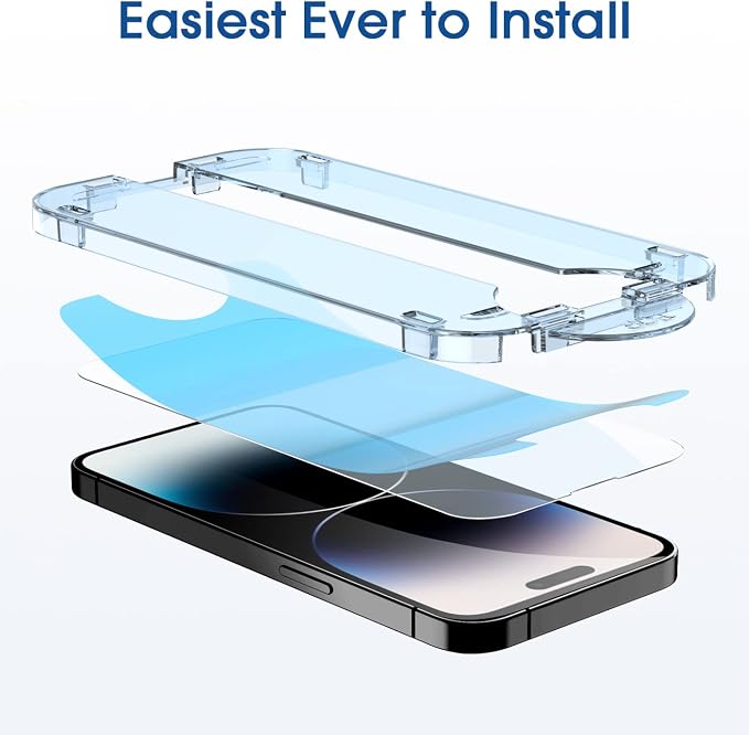 amFilm 2 Pack Tempered Glass Screen Protector + Camera Lens Protector for iPhone 14 Pro Max 6.7 Inch. Easy OneTouch Installation, Auto-Alignment, Bubble Free, Case Friendly, Anti-Scratch - Image 3