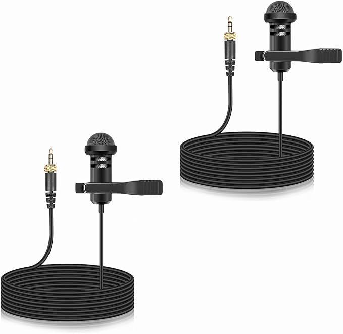 2-Pack Lavalier Microphone for Rode Wireless Pro, GO II 2 Transmitters | Omnidirectional Condenser Lapel Mic with Screw Lock for Vlog/Lectures/Broadcasters by weishan
