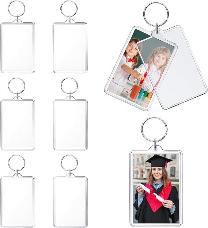 ZZYFGH 8 Pcs Photo Frame Keychain (2 * 3 inch) Picture Frame Keychains Bulk, Acrylic Clear Rectangle Photo Keychain for DIY Craft Graduation Gift - Suitable for Photo Size 1.75 inch x 2.75 inch by ZZYFGH