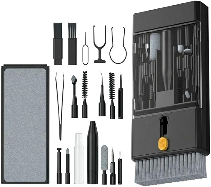22 in 1 Precision Cleaning Kit – Professional Electronic Device Cleaning Tools for Phone, airPods Headset, Keyboards, Cameras, Laptop & More (Black) by Unknown