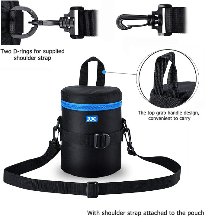 JJC Camera Lens Case Pouch, Padded Bag Fits Lens up to 3.9 x 6.5 (D x L) | for Canon RF 24-105mm f4L/EF 24-70mm f2.8L/EF 100mm/Nikon NIKKOR Z 24-70mm f2.8S/AF-S 24-70mm f2.8G Lens & More - Image 2
