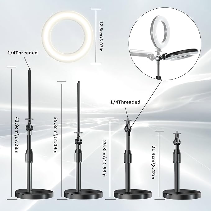 Desk Ring Light with Telescopic Stand, Travel Desktop Hola Light for Phone Selfie Laptop Zoom Video Calls Makeup Tiktok Reels Live Streaming - Image 2
