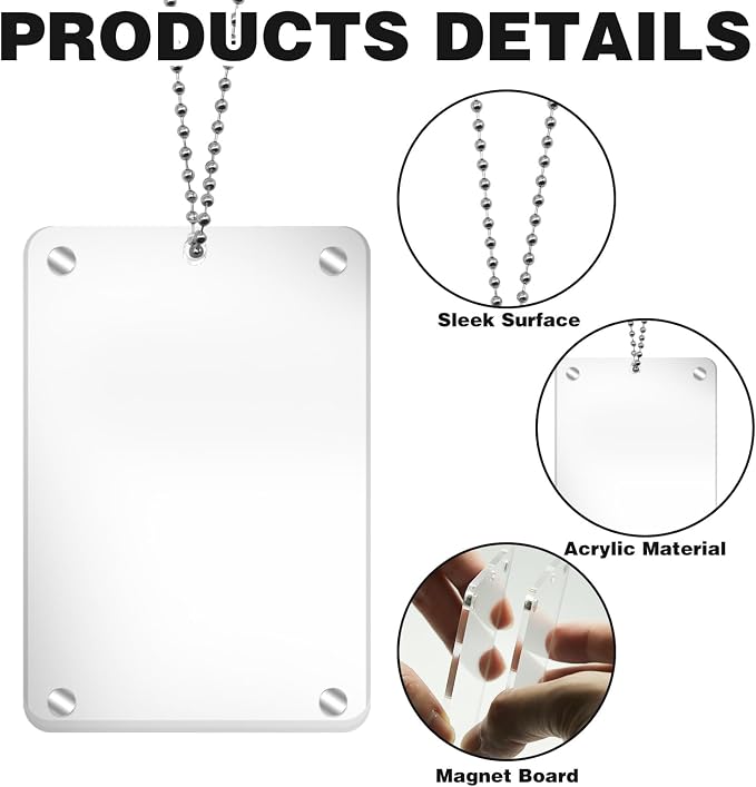 2Pcs Car Hanging Photo Holder Universal Magnetic Car Picture Frame Rear View Mirror Accessories Ornaments Decor Personalized Acrylic Transparent for Dads Gift - Image 3