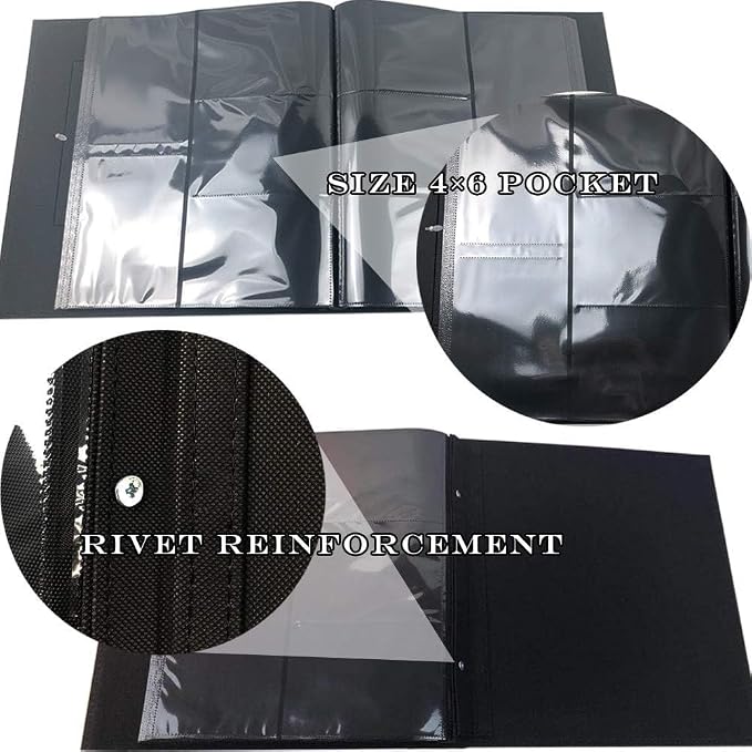 RECUTMS 600 Photo Album 4x6 Pictures Leather Large Family Photo Albums Blue | Large Capacity, Horizontal and Vertical Pockets, Wedding PhotoBook with Front Window, Graduation Memory Book, Black Pages - Image 4