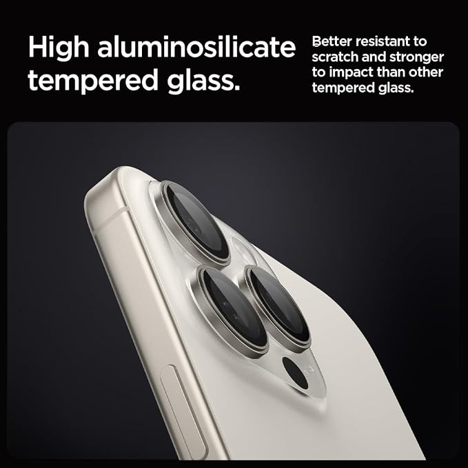 Spigen Camera Lens Protector for iPhone 16 Pro Max - Natural Titanium | GlasTR EZ Fit Optik Pro, 9H+ Tempered glass, Scratch resistant, Auto-align tray, Original photo quality, Case-friendly, 2Pack - Image 3
