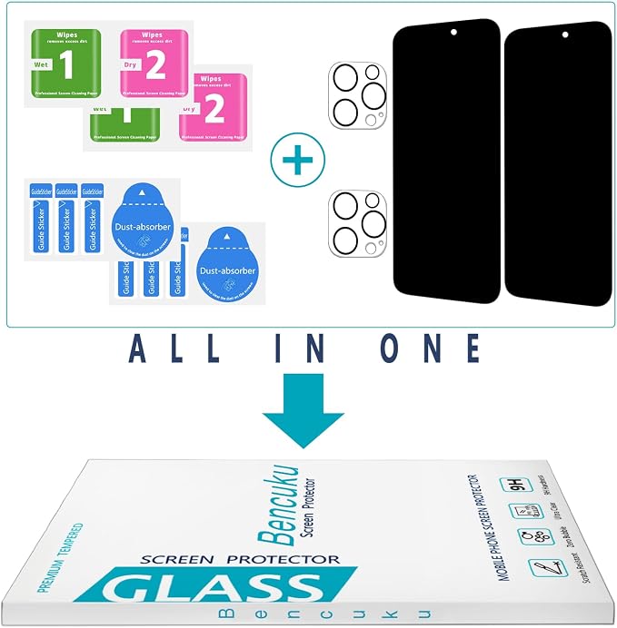 2+2 Pack Privacy Screen Protector for iPhone 16 Pro Tempered Glass | Anti-Spy Privacy Protection, with Camera Lens Protector, Anti Scratch, Bubble Free - Image 7