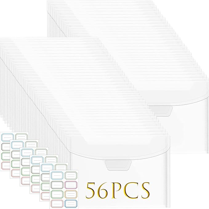 50Pieces Clear Stamp and Die Storage Pockets,48PCS Label Stickers,tamp Storage Bags, Plastic Envelopes,Scrapbooking Storage Die Cuts for Stencil Storage Card Making Cutting Dies Arts Crafts 7x5inch by CYFUNDESIGN