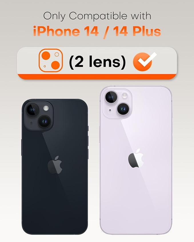TOCOL Camera Lens Protector for iPhone 14 / iPhone 14 Plus Tempered Glass HD Individual Scratch Resistant Camera Cover Accessories Case Friendly 2 Pack（Light Purple） - Image 2