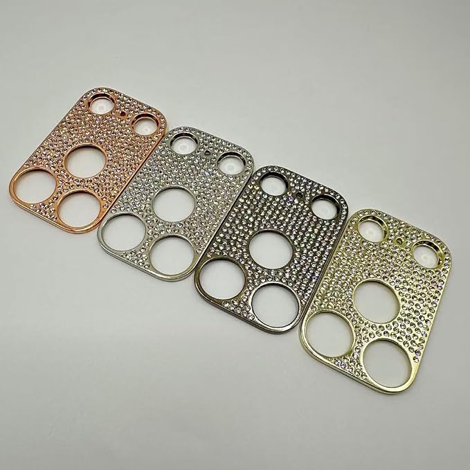 2 Pack Glitter Camera Lens Cover Protector for iPhone 17 Pro-Black，Metal Bling Diamond Camera Lens Cover Sticker Protector (for iPhone 17Pro-Black) - Image 2