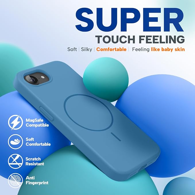 miracase Magnetic for iPhone 17e Case & iPhone 16e Case, [Soft Anti-Scratch Microfiber Lining], Compatible with MagSafe, Silicone Shockproof Protection Phone Case for iPhone 17e/16e, Capri Blue - Image 6