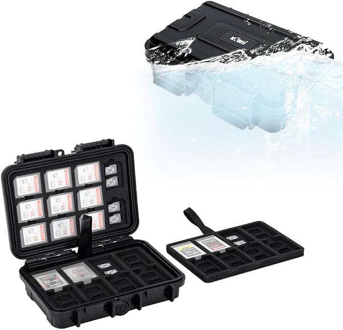 114 Slots IP67 Waterproof Memory Card Holder for SD XQD CFexpress Type-B | 114-slot large capacity, holds 76 Micro SD, 22 SD & 16 CFexpress Type-B/XQD cards, shockproof, photographer outdoor use by KIWIFOTOS