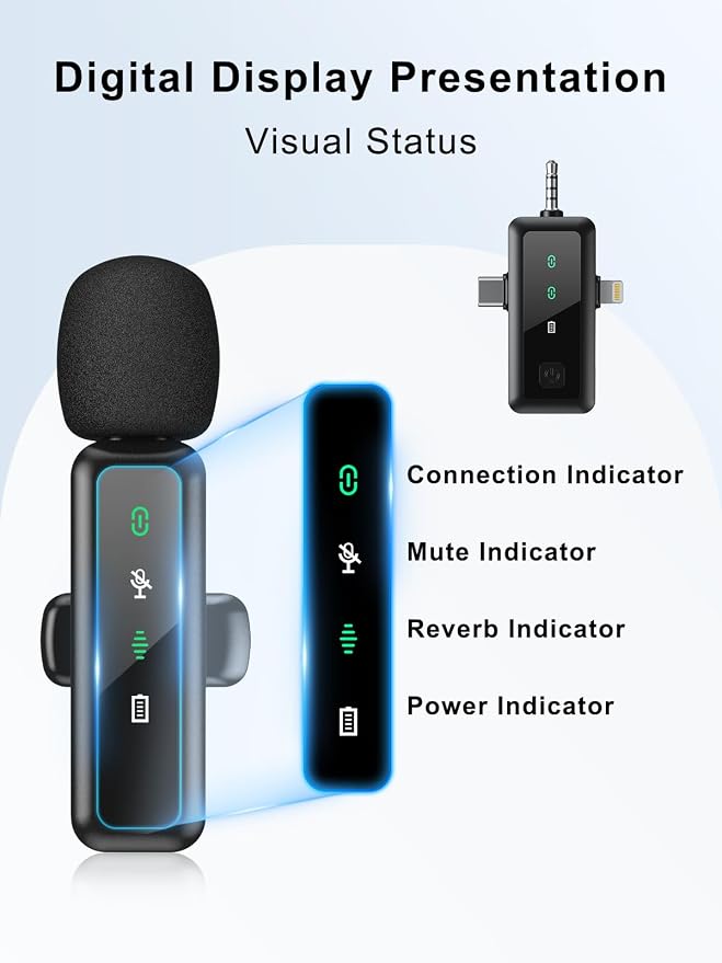 BILIWAL Wireless Lavalier Microphone 3IN1 Port for Most Devices | Noise Cancelling Lapel Recording Entry-level 2 Pack Mics - Image 2