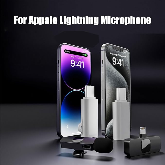 Type C to Lightning Microphone Adapter, USB C Male to Lightning Female Converter for Wireless Lavalier Microphone to your phone, Not for Headphone and Data, also Can charge for iPhone17/ 16 Series etc - Image 2