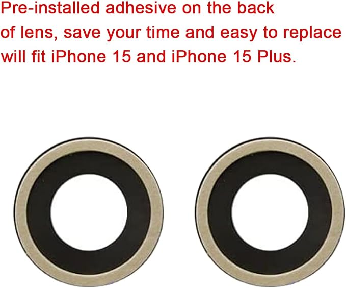 2 Sets Back Rear Camera Lens Glass Replacement for iPhone 15 and iPhone 15 Plus with pre-Installed Adhesive and Reparing Toolkit - Image 4