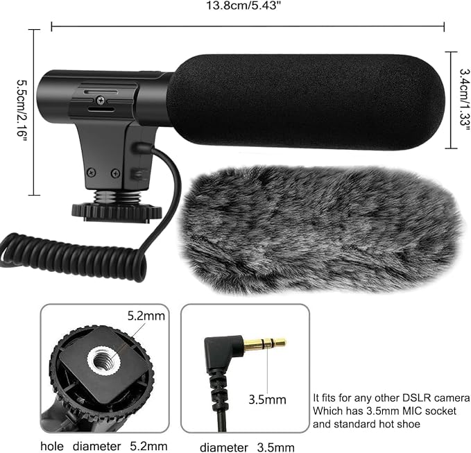 Acuvar Mini Shotgun Microphone for Camera & Smartphone, External Camera Mic for DSLR, Camcorder & Phone, 3.5mm Plug, Vlogging & YouTube - Image 6