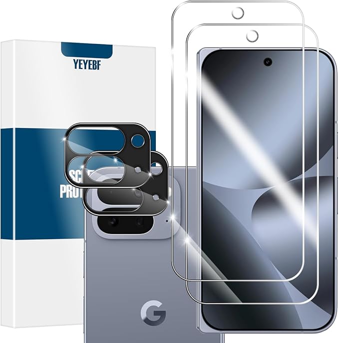 Screen Protector for Google Pixel 10 Pro Fold & Camera Lens Protectors [2+2 Pack] [Ultrasonic Fingerprint Unlock] [Case Friendly] [Bubble-Free] Tempered Glass For Pixel 10 Pro Fold by YEYEBF