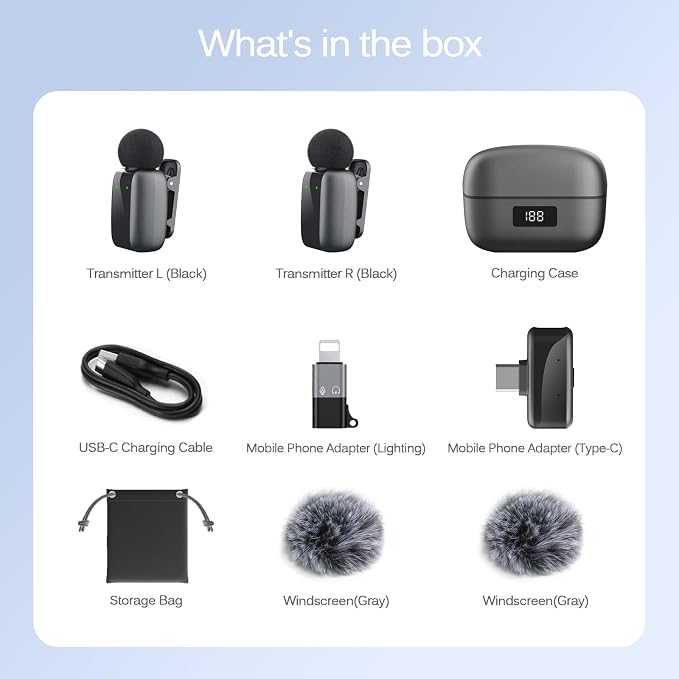 Wireless Lavalier Microphone for iPhone Android, Plug & Play Clip-On Mini Mic with Noise Cancellation, 2.4GHz Wireless Recording, Charging Case, for TikTok YouTube Live Streaming Interview - Image 7