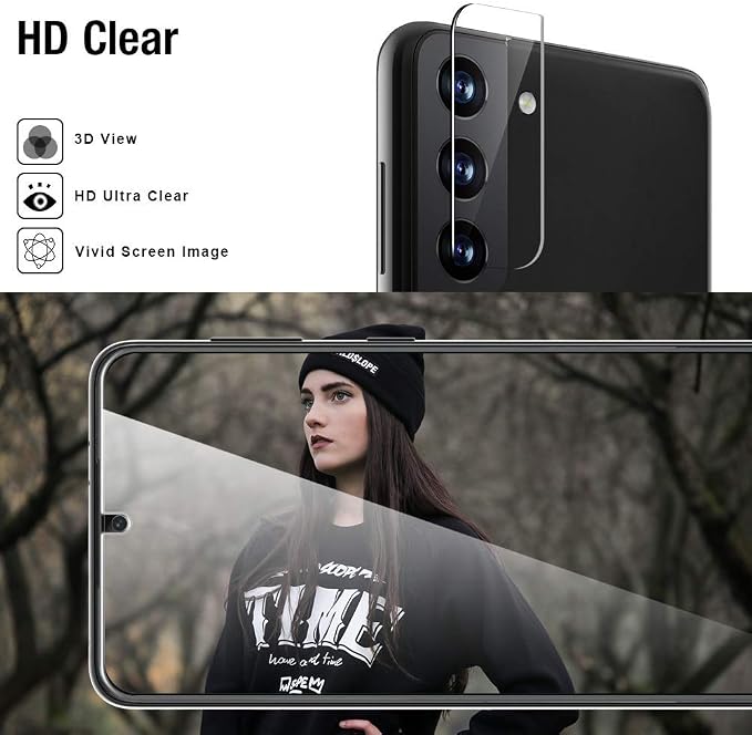 TOCOL 6 Pack Compatible with Samsung Galaxy S21 5G 6.2 inch - 3 Pack Tempered Glass Screen Protector and 3 Pack Camera Lens Protector with [Installation Frame] HD Clear Bubble Free Case Friendly - Image 5