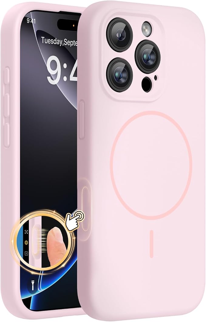miracase Magnetic for iPhone 16 Pro Case, [Soft Anti-Scratch Microfiber Lining], Compatible with MagSafe, Liquid Silicone Case Shockproof Drop Protection Phone Case for 16 Pro,Sand Pink | Compatible with MagSafe, Soft Microfiber Lining, Liquid Silicone... by Miracase