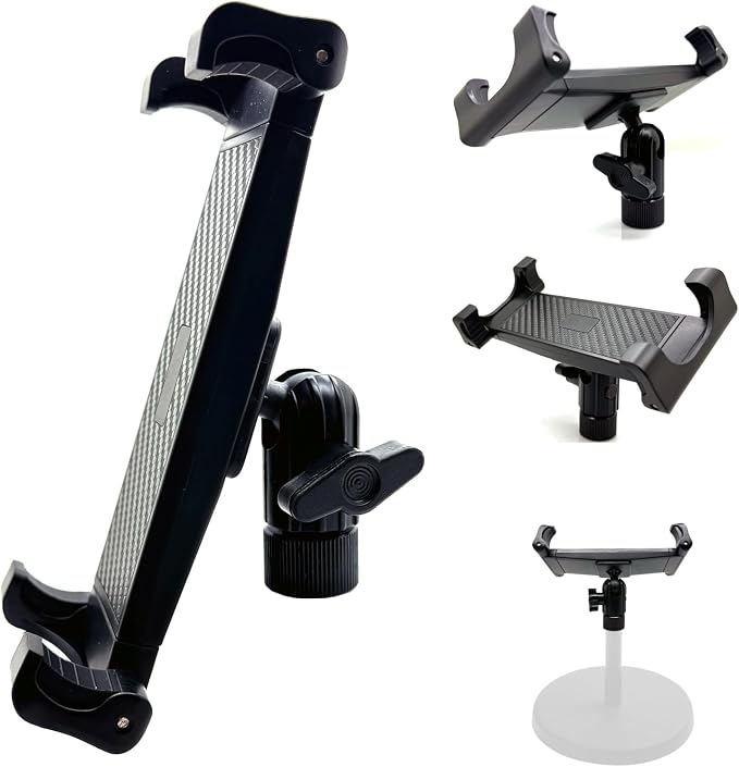 Tablet Smartphone 5/8 Microphone Stand Mount, Pro Grade Mic Adapter, Anti-Slip Holder for Musicians Performers Studio Recording Compatible with iPad mini Air Pro Galaxy tab & iPhones - Image 2