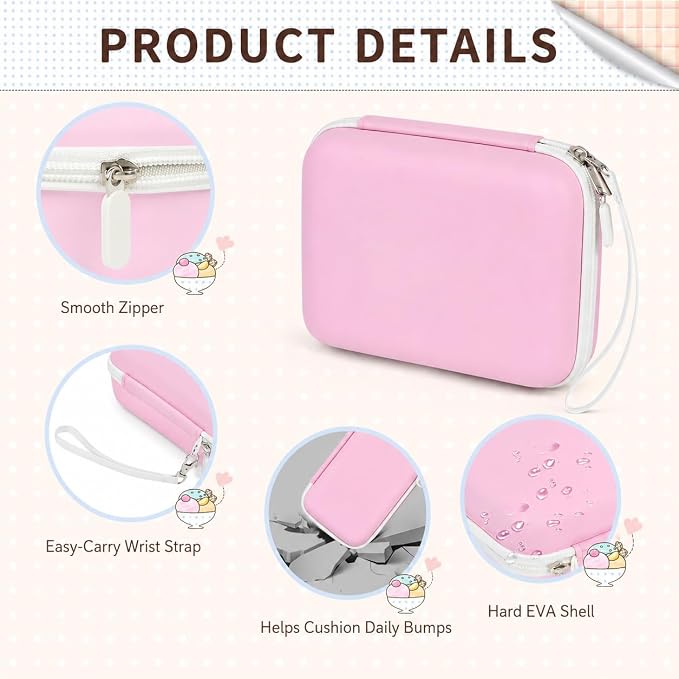 Kids Instant Print Camera Case for DYLANTO for ESOXOFFORE Cameras | Portable Digital Camera Case Organizer for ETIKEZ for YTETCN for DUDUDRAGON with Pocket for Accessories (Box Only)-Pink - Image 6
