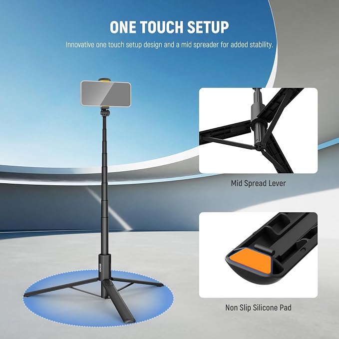 NEEWER Entry Level Version 16-71" Selfie Stick Tripod Compatible with iPhone Android, Portable Cell Phone Travel Stand Camera Holder with Remote for TikTok Video Recording Streaming Filming, PA988 - Image 5