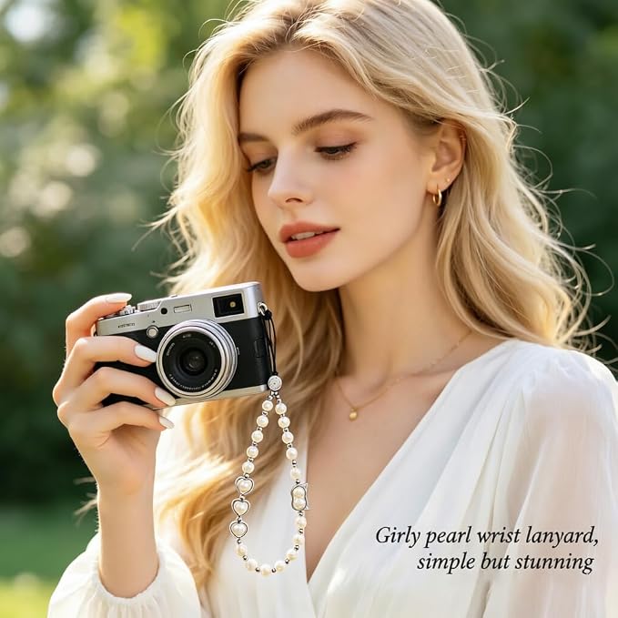 Phone Charm Beaded Strap Cute Cell Phone Wrist Straps String Accessories Hand Aesthetic Lanyard Wristlet Chain for iPhone 17 Pro Camera Case AirPods Bags Keychains Women Girls Classic Pearl - Image 2