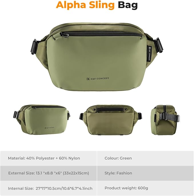 K&F CONCEPT 2 in 1 Camera Sling Bag, Everyday Shoulder Bag | Multifunction Photography Compact Crossbody DSLR Portable Bag, Compatible for Canon/Nikon/Sony, BS01 - Image 7
