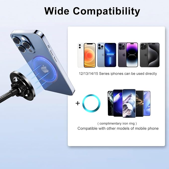 JCWINY for Magsafe Mic Stand Phone Holder, Flexible Phone Holder for Microphone Stands Super Magnets iPhone Mic Stand Holder Music Stands Phone Mount for iPhone 15 14 13 12 Pro Max Plus Max Mini - Image 5