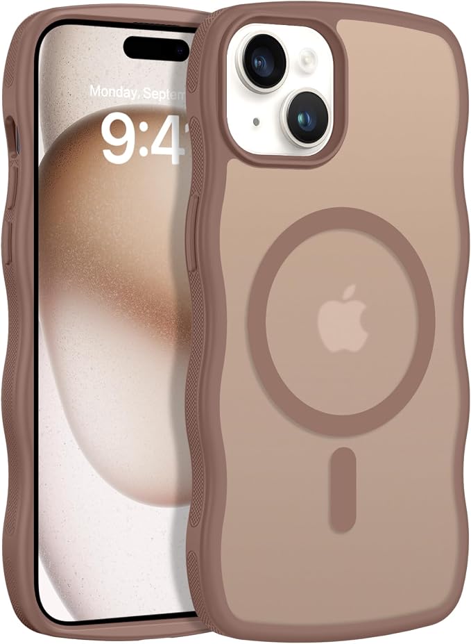 BENTOBEN Magnetic for iPhone 15 Plus/14 Plus Case,Cute Wavy Frame [Compatible with MagSafe] Translucent Matte Women Girls Men Cute Shockproof Phone Cover for iPhone 14 Plus/15 Plus,Desert Titanium - Image 9