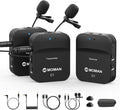 Moman C1X Wireless Lavalier Microphone, 2.4GHz Dual Channel Lapel Mic System with Noise Cancellation 230FT Range for Online Class Vlog Live Stream YouTube DSLR Camera Smartphone Tablet by Moman