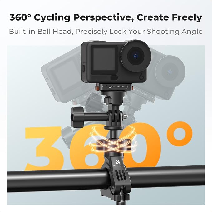 K&F CONCEPT Handlebar Bike Mount, 360° Rotation Camera Clamp Mount | with 1/4" Screw Compatible with Hero 13/12/11/10, Osmo Action 6 5 4 Pro, 360 X5 X4 and Smartphones, MS69 - Image 4