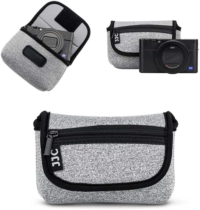JJC Compact Camera Case Pouch for Sony DSC-W830 W810 W800 Canon SX620, Grey | for Sony RX100 VII VI VA IV Kodak Ektar H35N Pixpro FZ45 Canon SX610 SX720 ELPH 190 ELPH 180 & More, Neoprene Material by JJC