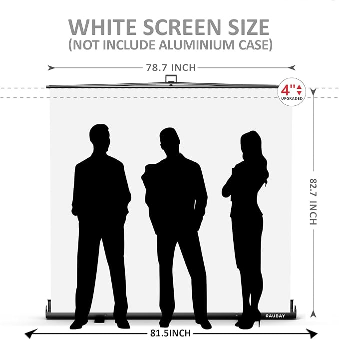 【Wider Style】 RAUBAY 78.7 x 82.7in Large Collapsible White Backdrop Screen | Portable Retractable Panel Photo Background with Stand for Video Conference, Photographic Studio, Streaming - Image 2