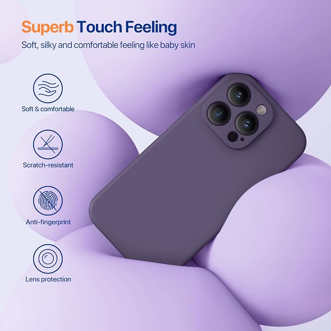 Miracase Silicone for iPhone 14 Pro Case, Dark Purple | Soft Anti-Scratch Microfiber Lining, Premium Silicone Cover Shockproof Drop Protection Phone Case for 14 Pro - Image 3