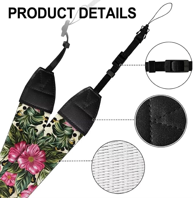Coldinair Black Adjustable Camera Strap Universal Neck & Shoulder Soft Padded Strap for All DSLR Cameras,Binoculars - Image 7