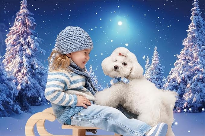 Winter Christmas Backdrop 10x5ft Winter Snow Forest Backdrop White Xmas Trees Photography Background for Christmas New Year Party Decorations Banner Photo Background Photo Props - Image 2