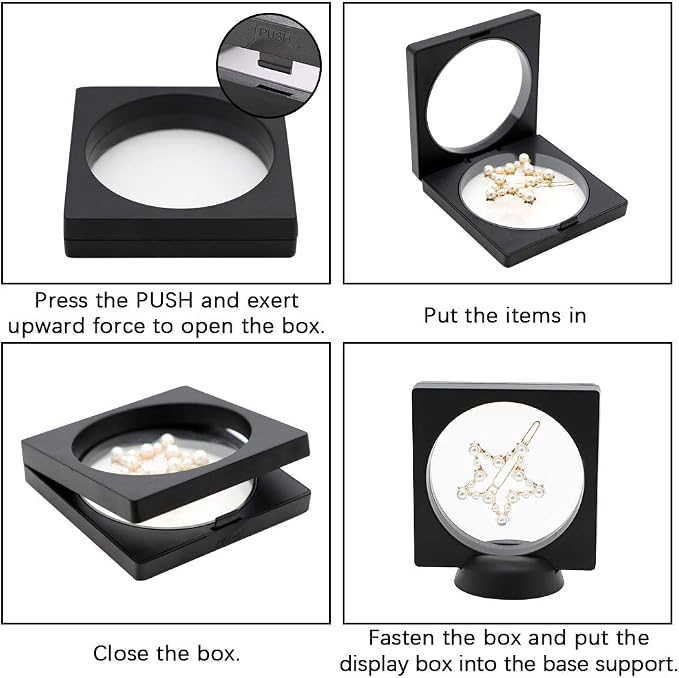 6 Pcs 3D Floating Display Frame, Clear Display Case Holder with Bases, Suspension Frame Showcase for coin Jewelry, Medallions, Antique, Specimens, 9.06x3.54inch - Image 6